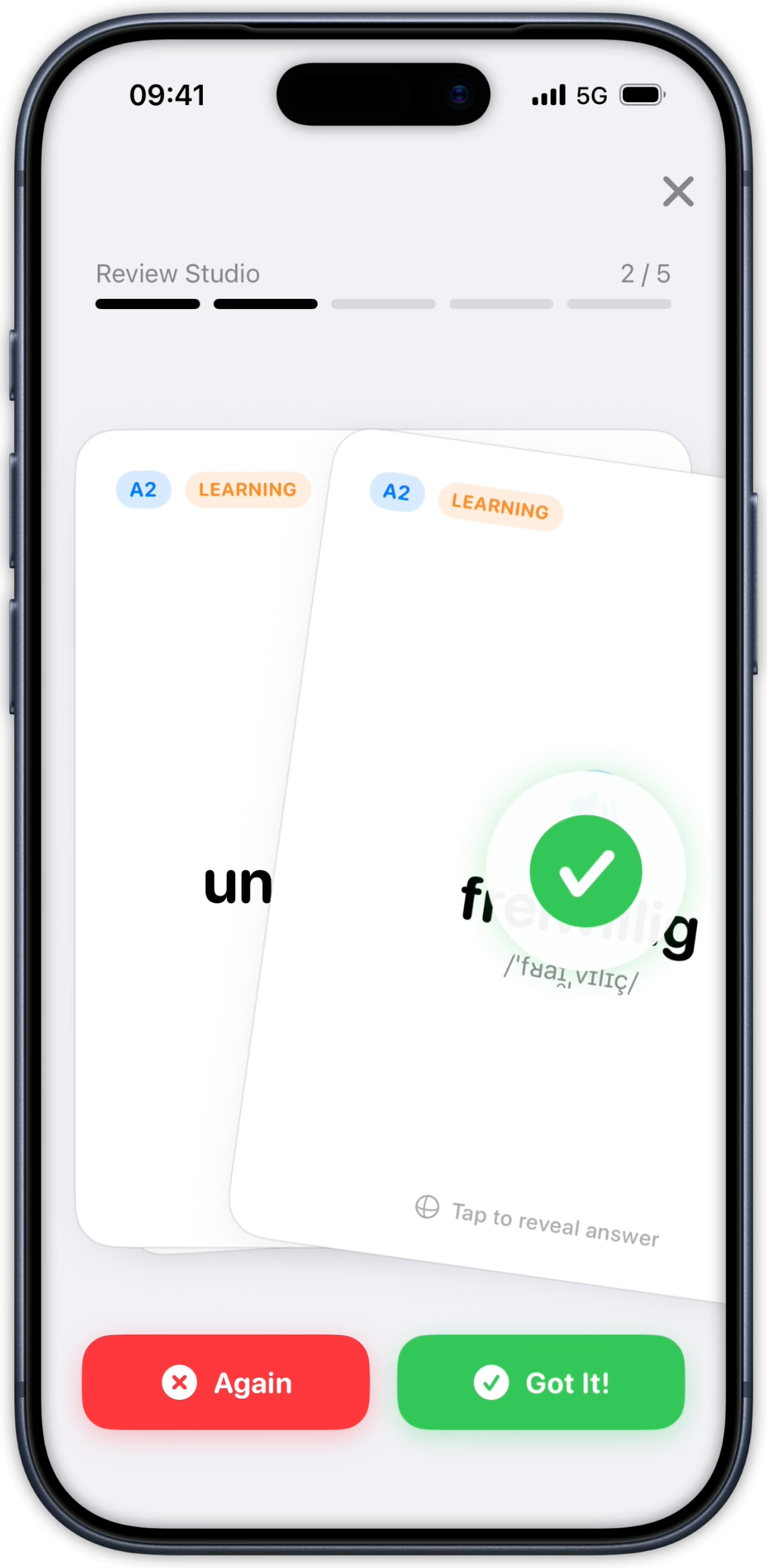 LUMO Review Studio Spaced Repetition Screen
