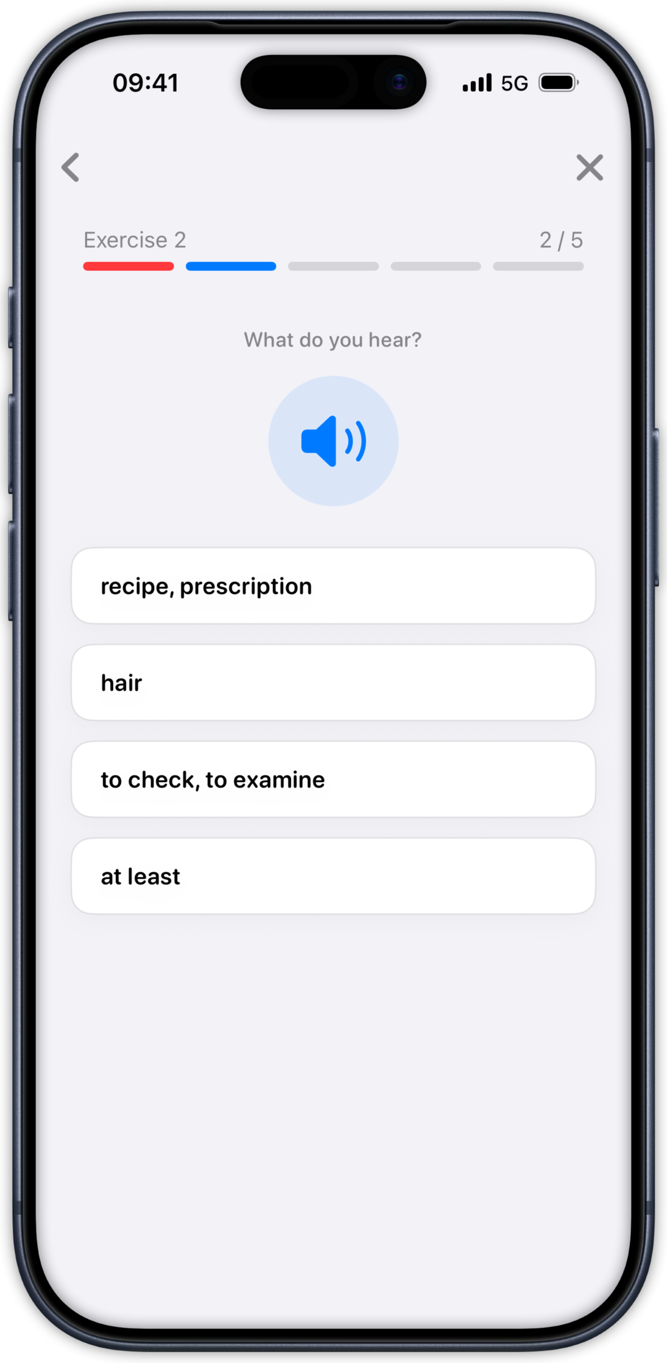 LUMO Interactive Practice Exercise Modes Screen