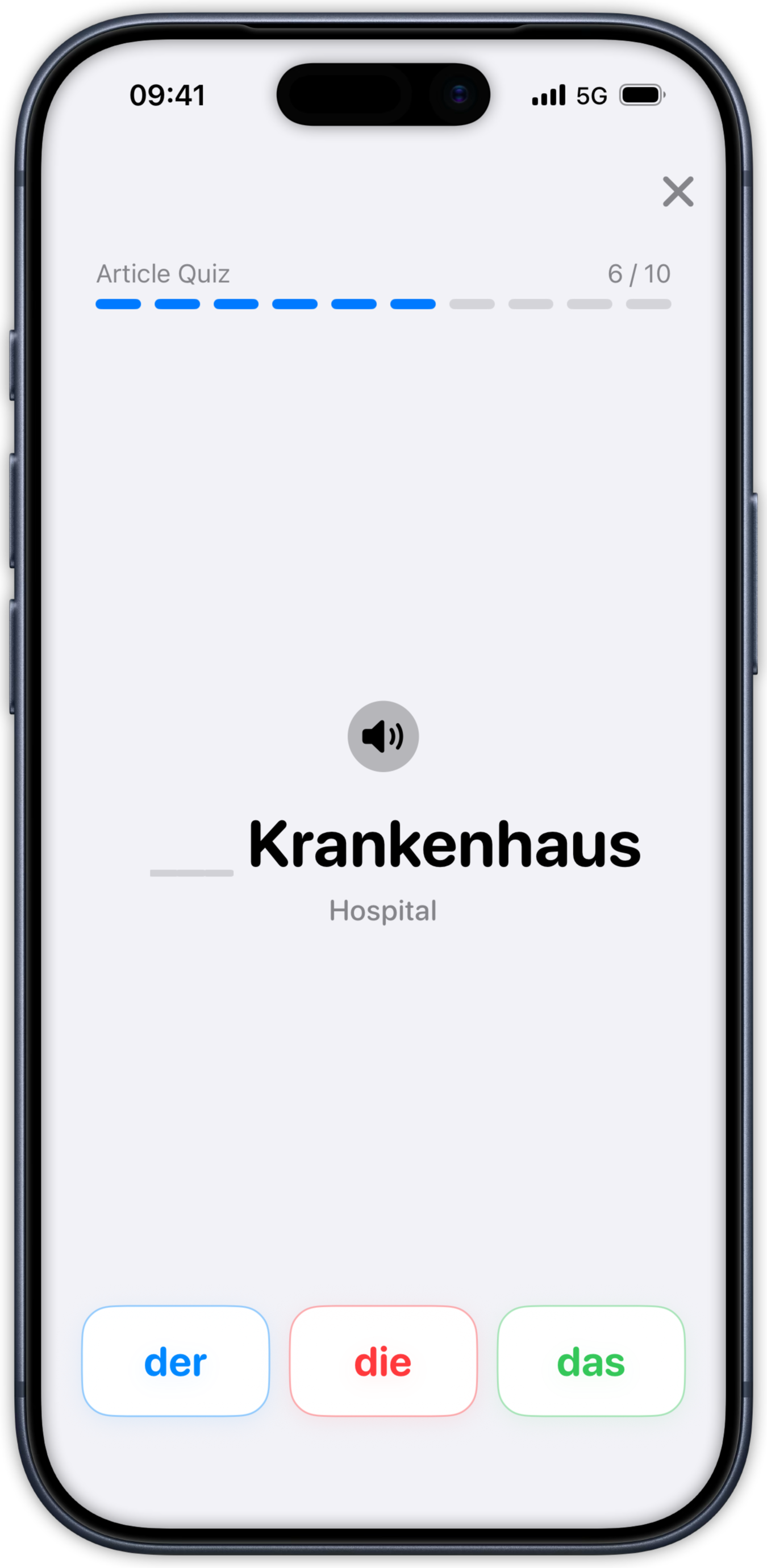 LUMO Article Studio Der Die Das Practice Screen